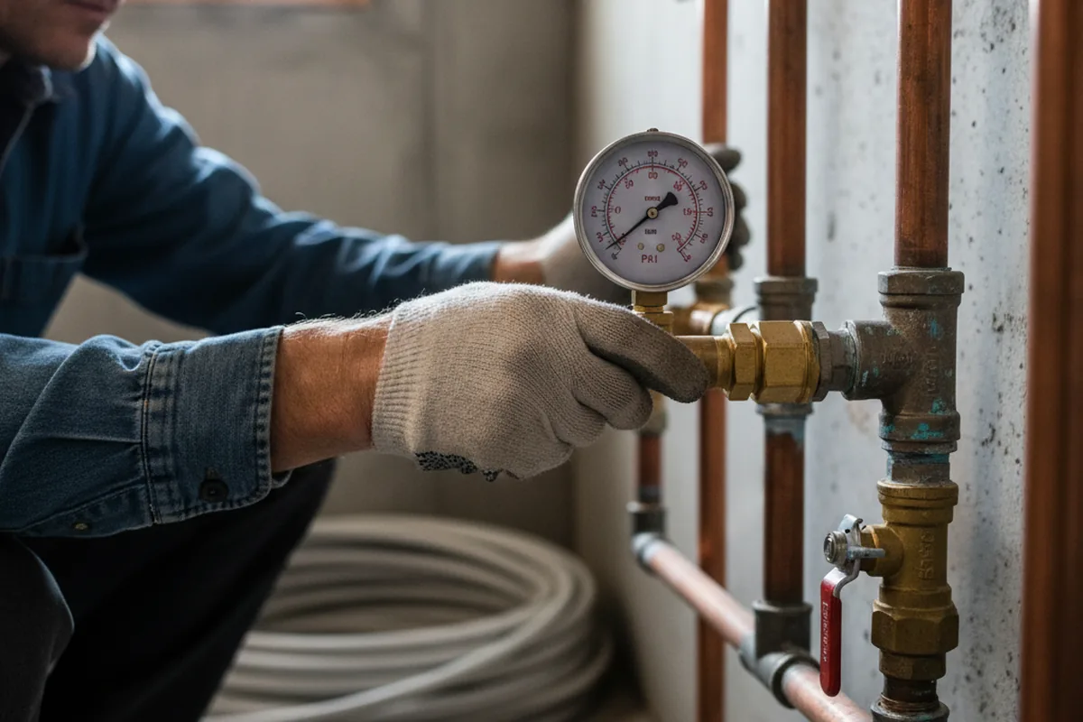 Pressure testing a repaired line during Water Line Repair in Grindstone